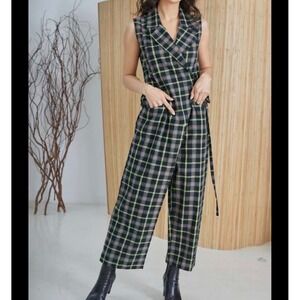Rujuta Sheth Arya jumper jumpsuit striker Chex M cotton plaid lagenlook boho